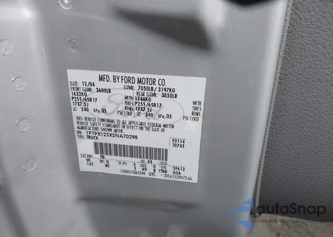 2005 Ford F-150 Lariat/Xl/Xlt из США, поврежденный, VIN 1FTPX125X5NA70298